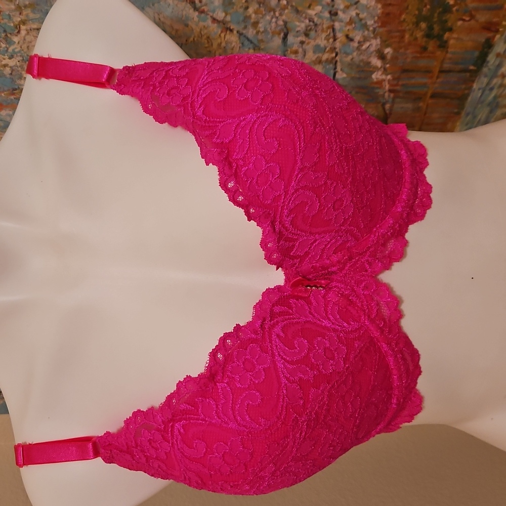 38D Smart & Sexy Lace Bra Set - Pink and Yellow Pushup Underwire - Picture 7 of 9